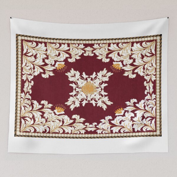 Item preview, Luxurious dark red Persian rug pattern featuring intricate traditional floral and arabesque motifs. designed and sold by Line-Aura.