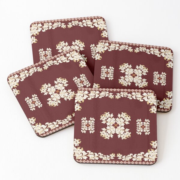 Item preview, Luxurious dark red Persian rug pattern featuring intricate traditional floral and arabesque motifs. designed and sold by Line-Aura.