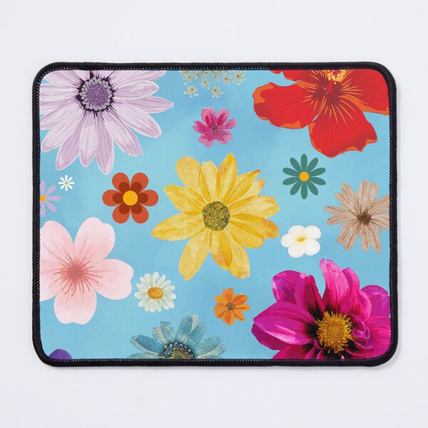 Item preview, Flowers On A Blue Background-Bright Mixed Flower Collage  designed and sold by larissa-myrie.
