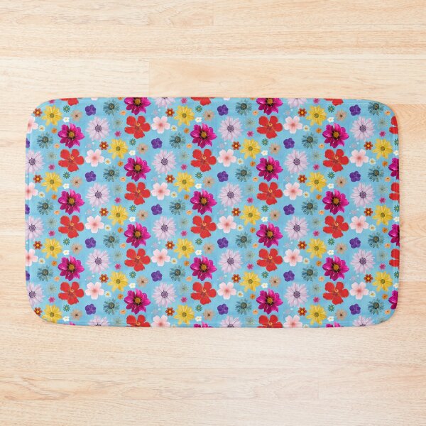 Item preview, Flowers On A Blue Background-Bright Mixed Flower Collage  designed and sold by larissa-myrie.
