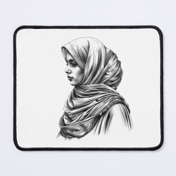 Item preview, Woman in Hijab – Elegant Cultural Portrait Ink Illustration designed and sold by inkoutninja.