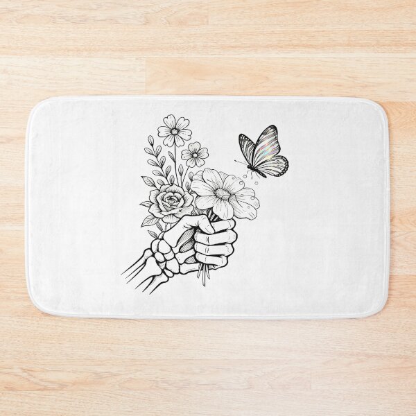 Item preview, Skeleton Hand Holding Flowers – Gothic Floral Butterfly Art designed and sold by truongloc246.
