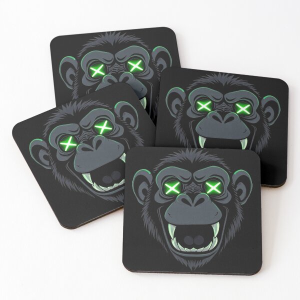 Item preview, Green X Eyes Monkey – Dark Edgy Cartoon Face Art designed and sold by PixelVibe782.