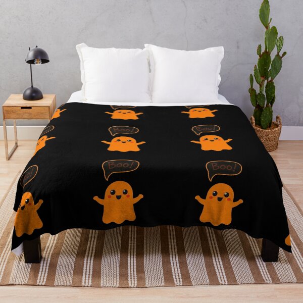 Item preview, Cute Orange Ghost Saying Boo – Minimal Halloween Cartoon Art designed and sold by PixelVibe782.