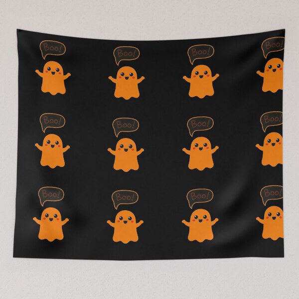 Item preview, Cute Orange Ghost Saying Boo – Minimal Halloween Cartoon Art designed and sold by PixelVibe782.