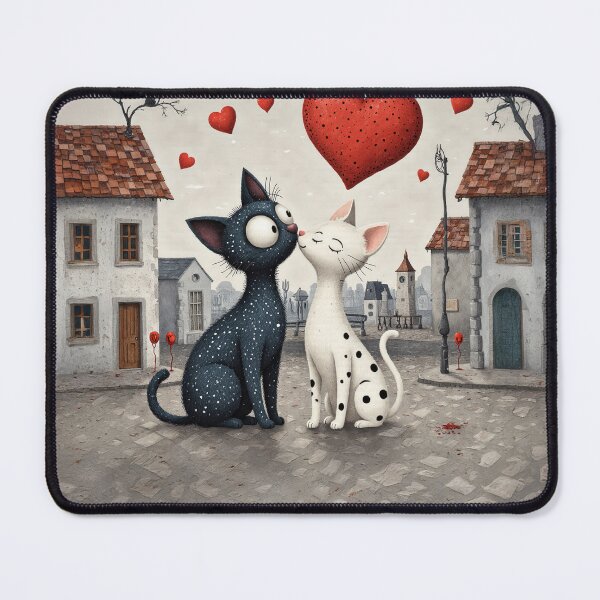 Item preview, Love-Struck Cats in a Whimsical Town – Romantic Cat Illustration designed and sold by Whimsical Hug.