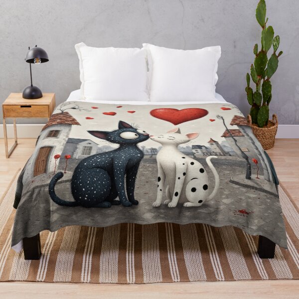 Item preview, Love-Struck Cats in a Whimsical Town – Romantic Cat Illustration designed and sold by Whimsical Hug.