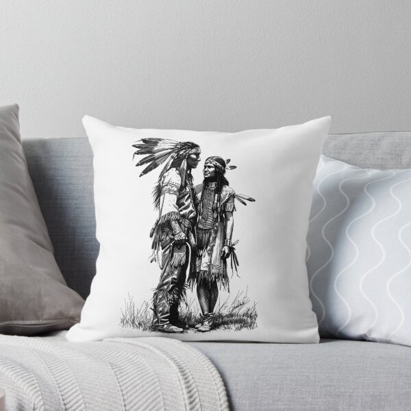 Item preview, Native Man and Woman in Traditional Dress – Cultural Unity Ink Illustration designed and sold by inkoutninja.