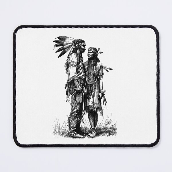 Item preview, Native Man and Woman in Traditional Dress – Cultural Unity Ink Illustration designed and sold by inkoutninja.