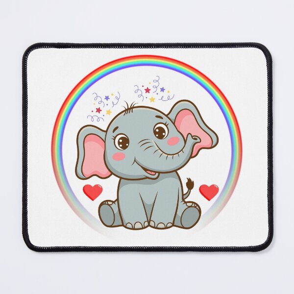 Item preview, Rainbow Elephant with Hearts - Cute Gray Elephant with Star Confetti Illustration designed and sold by Love3Happy.