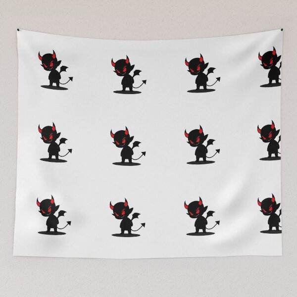 Item preview, Mini Devil Silhouette – Dark Cartoon with Red Glowing Eyes designed and sold by PixelVibe782.