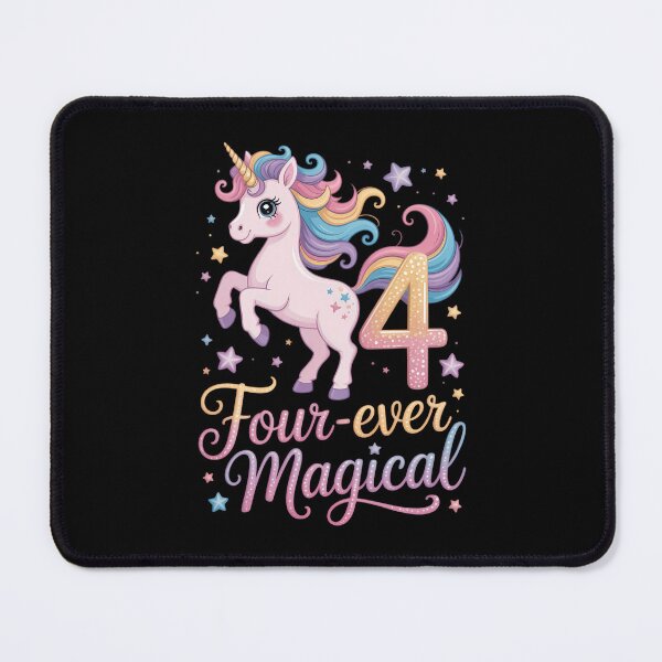 Item preview, Four-Ever Magical Unicorn 4th Birthday designed and sold by IdunayaStore.
