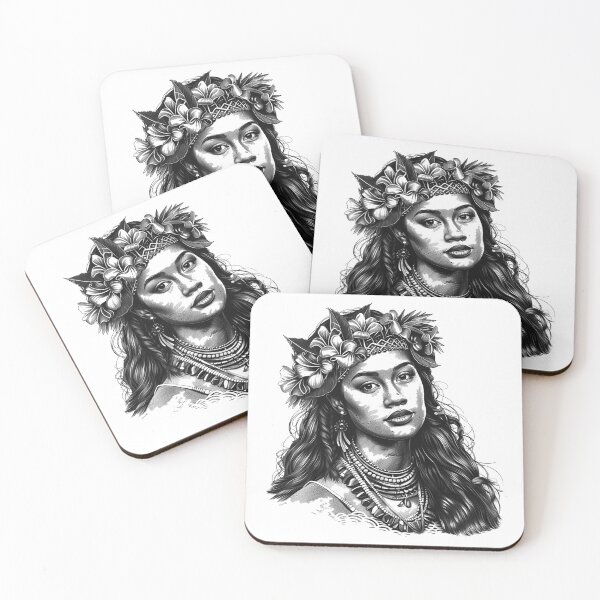 Item preview, Island Woman with Flower Crown – Polynesian Cultural Portrait Illustration designed and sold by inkoutninja.