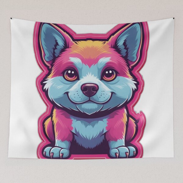 Item preview, Neon Kawaii Fox Puppy designed and sold by MiniPrintMagic.