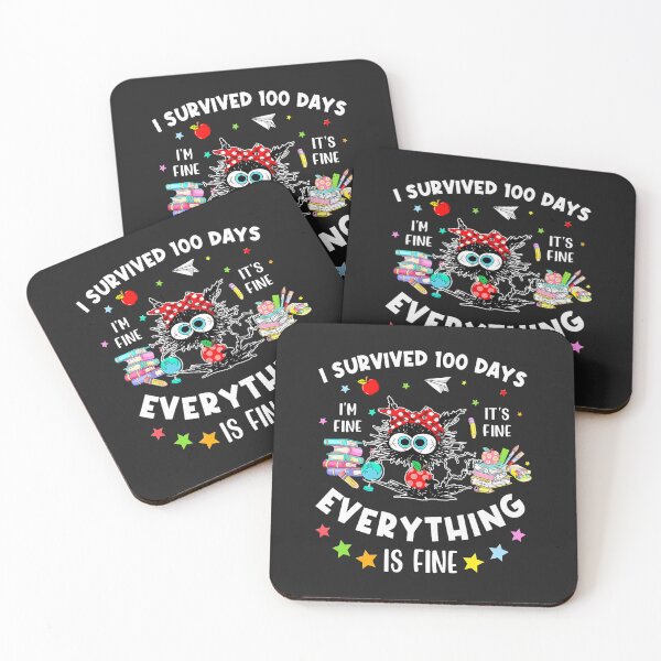 Item preview, I Survived 100 Days of School Teacher Kids Funny Cat Lover  designed and sold by ArleneRowe.