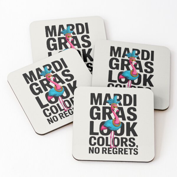 Item preview, Mardi Gras Look Colors No Regrets Funny Flamingo Carnival Art designed and sold by SplashTastic.