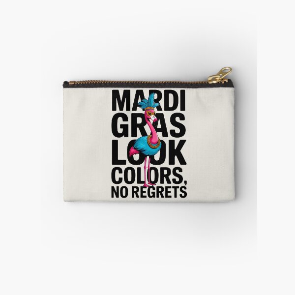 Item preview, Mardi Gras Look Colors No Regrets Funny Flamingo Carnival Art designed and sold by SplashTastic.