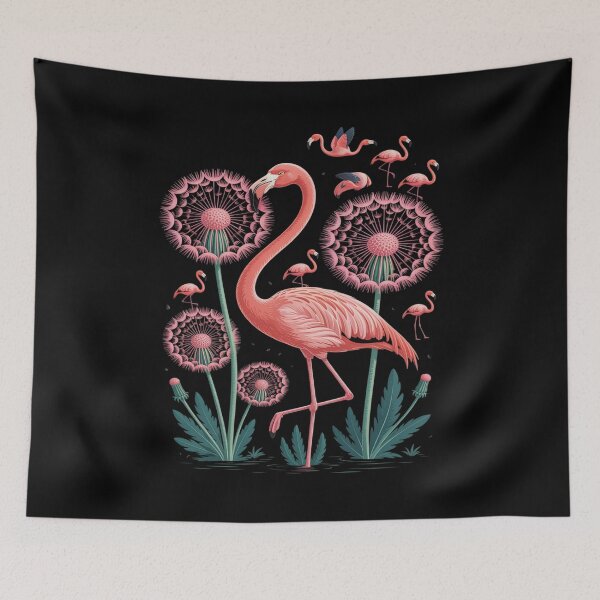 Item preview, Flower Dandelion Exotic Animal Tropical Bird Pink Flamingo designed and sold by ProudForFunny.