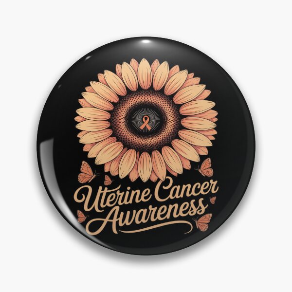 Item preview, Flower Peach Ribbon Uterine Cancer Awareness Support designed and sold by ProudForFunny.