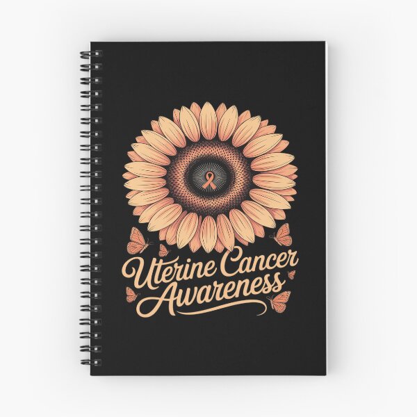 Item preview, Flower Peach Ribbon Uterine Cancer Awareness Support designed and sold by ProudForFunny.