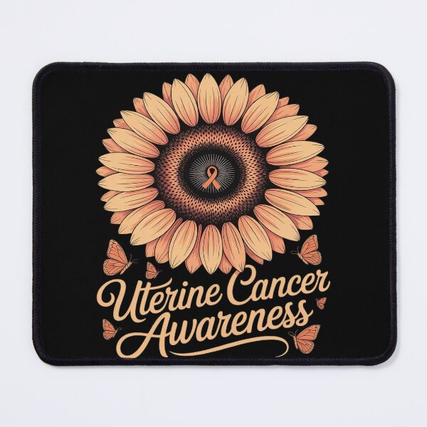 Item preview, Flower Peach Ribbon Uterine Cancer Awareness Support designed and sold by ProudForFunny.