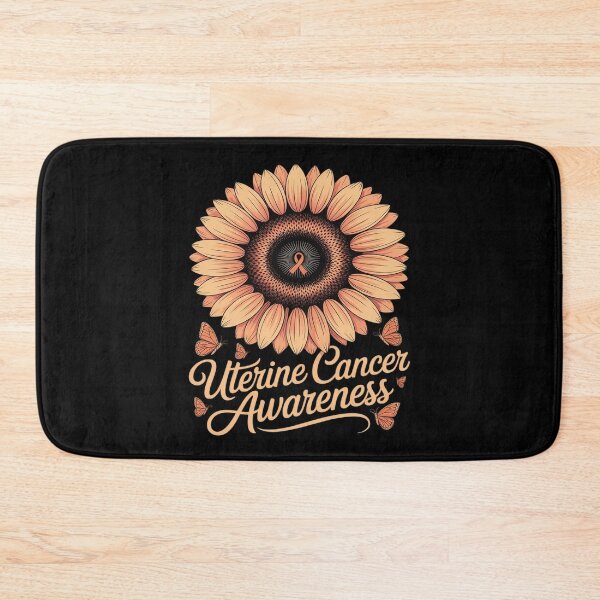 Item preview, Flower Peach Ribbon Uterine Cancer Awareness Support designed and sold by ProudForFunny.