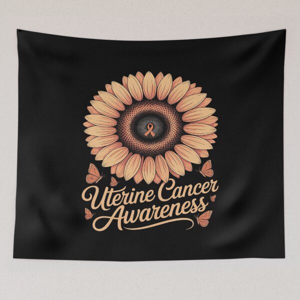 Item preview, Flower Peach Ribbon Uterine Cancer Awareness Support designed and sold by ProudForFunny.