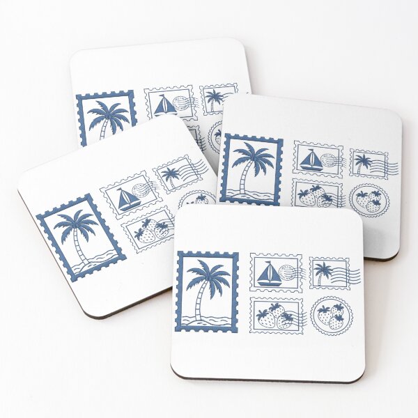 Item preview, Vintage Blue Tropical Postage Stamp Set designed and sold by tarzbol.