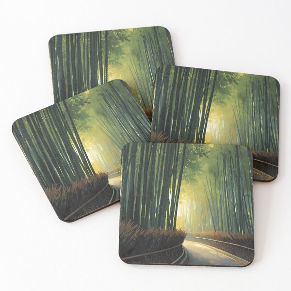 Item preview, Kyoto Bamboo Path Serene Forest Sunrise Art designed and sold by RkskArt.