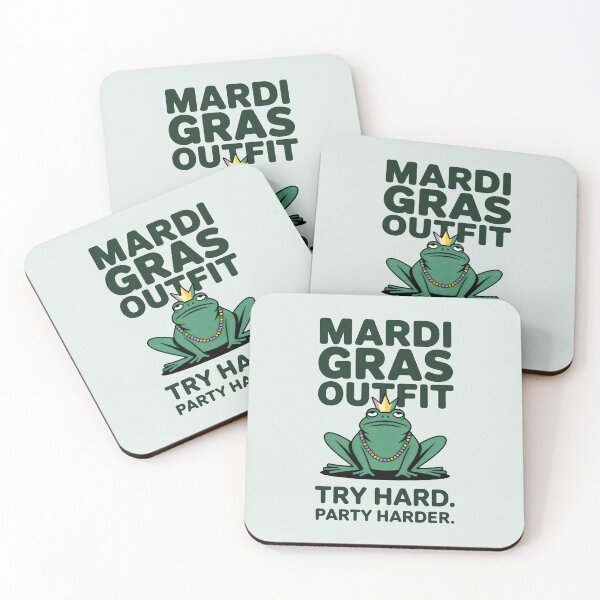 Item preview, Mardi Gras Outfit Try Hard Party Harder Funny Frog Art designed and sold by SplashTastic.