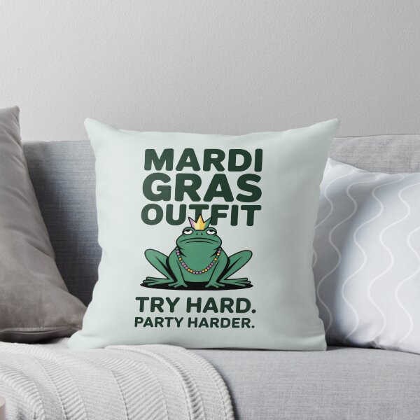 Item preview, Mardi Gras Outfit Try Hard Party Harder Funny Frog Art designed and sold by SplashTastic.