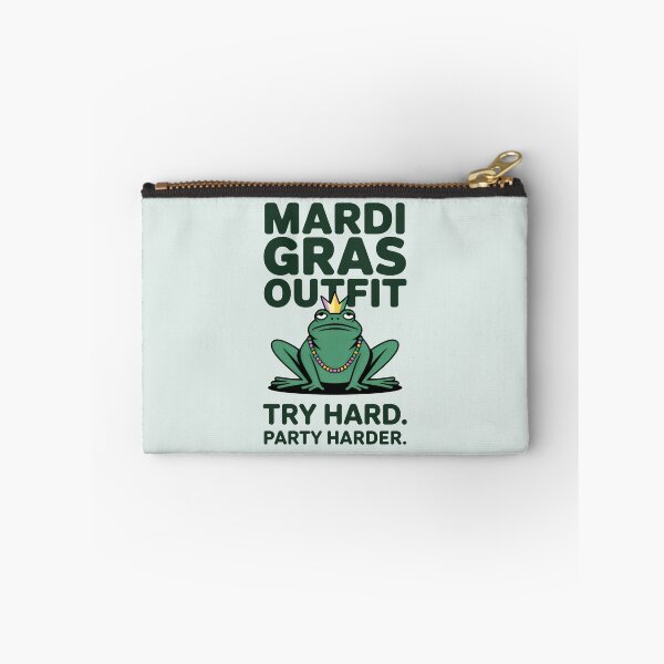 Item preview, Mardi Gras Outfit Try Hard Party Harder Funny Frog Art designed and sold by SplashTastic.