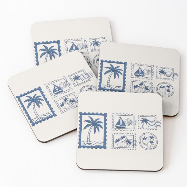 Item preview, Vintage Blue Tropical Postage Stamp Set designed and sold by tarzbol.