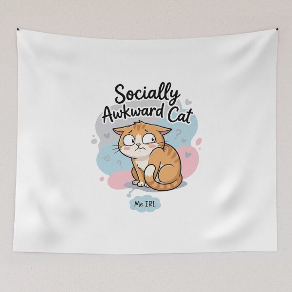 Item preview, Socially Awkward Cat Tee | Introvert Cat Lover Sticker | Funny Cat Humor Mug designed and sold by GeniePixel.
