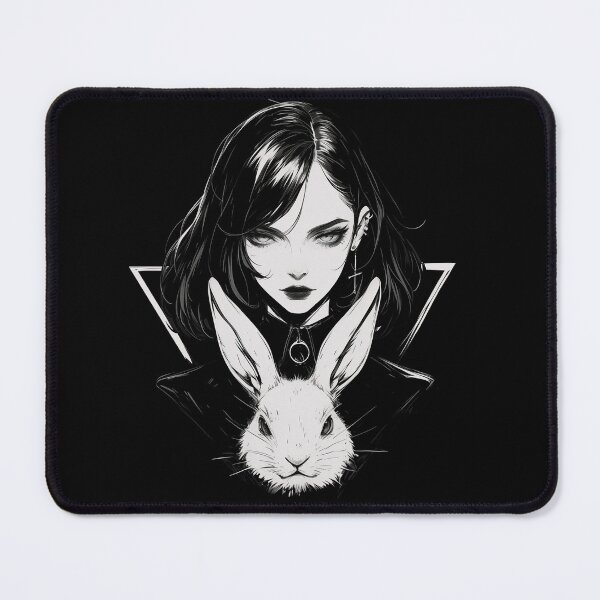 Item preview, Goth Black White Girl With Her White Bunny Rabbit designed and sold by Purrfectanime.