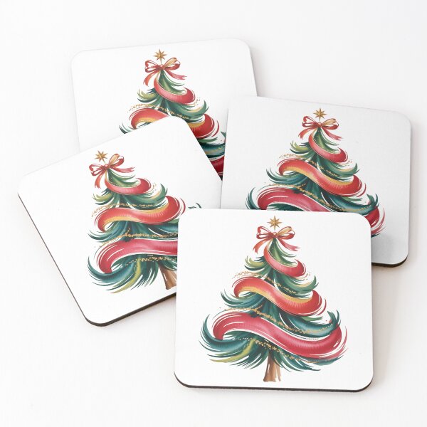 Item preview, Preppy Christmas Tree Messy Hand drawn Hot Red Brush strokes Coquette Bow Faux glitter Gold Festive Ornament Art Holiday designed and sold by FaithAbbott.