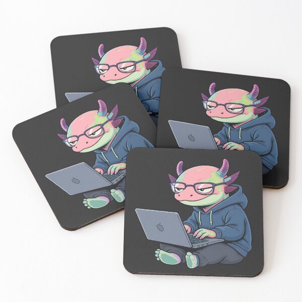 Item preview, Coding Axolotl – Geek Life Introvert Programmer Illustration designed and sold by ColorSplash123.