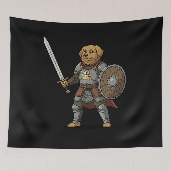 Item preview, Fantasy Dog Warrior T-Shirt | Medieval Canine Knight with Sword | Heroic Animal Fantasy Art designed and sold by ZyxDes.