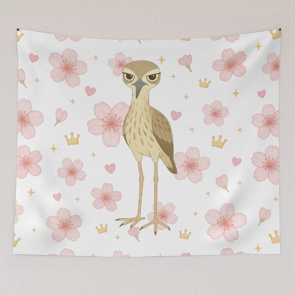 Item preview, Stone-Curlew with Cherry Blossoms - White designed and sold by HIMEKARI.