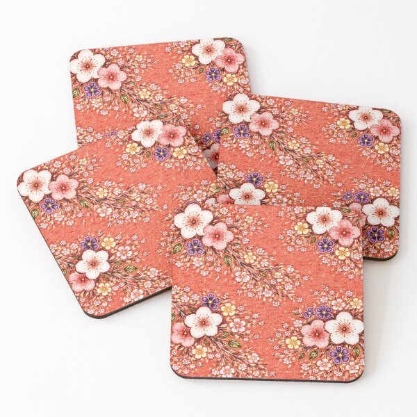 Item preview, Japanese Floral Branch Pattern - Coral designed and sold by Myra365Art.