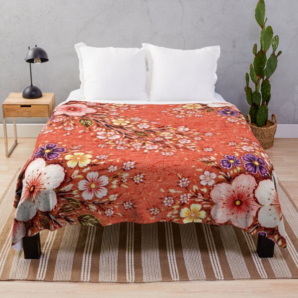 Item preview, Japanese Floral Branch Pattern - Coral designed and sold by Myra365Art.