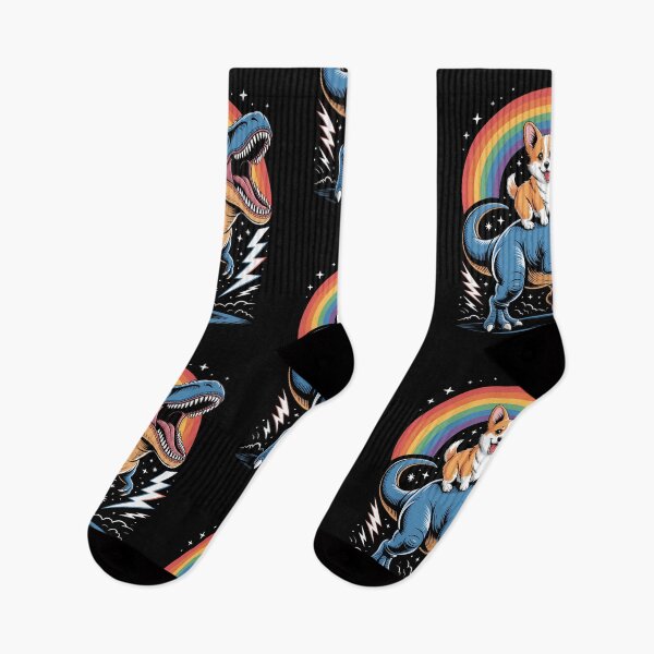 Item preview, Corgi Riding Dinosaur T rex Rainbow Meme designed and sold by lilensgavadur.