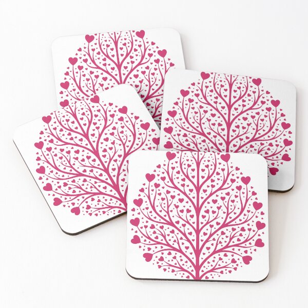 Item preview, Valentine Day Heart Leaf Tree Love Minimalist Pink Art designed and sold by AbstractAuraArt.