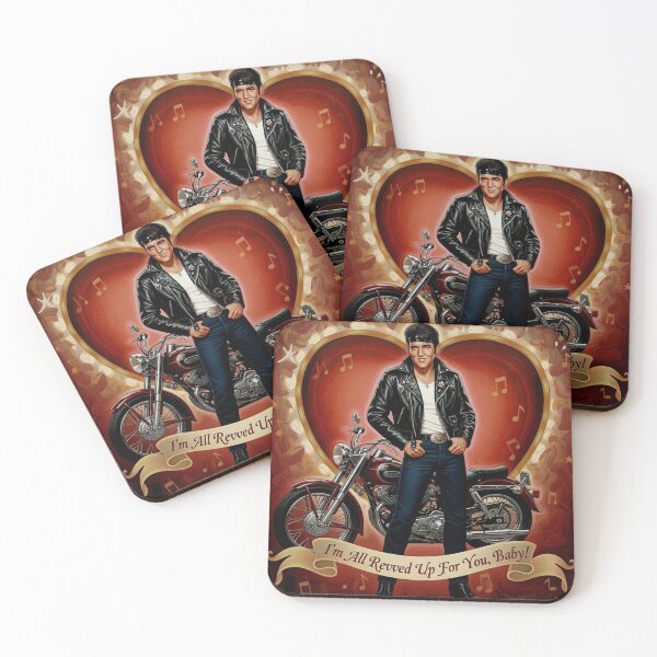 Item preview, Elvis Presley Valentine Art – "All Revved Up" Biker Jacket Oil Painting designed and sold by Art's Diner.