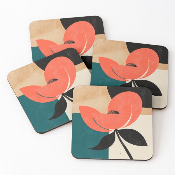 Item preview, Modern Coral Abstract Floral Art designed and sold by joycrysstudio.