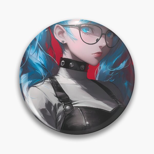 Item preview, Sae Niijima Persona 5 Blue Twin Ponytail Anime Girl Waifu Intense Crimson World designed and sold by Tokyonomad.