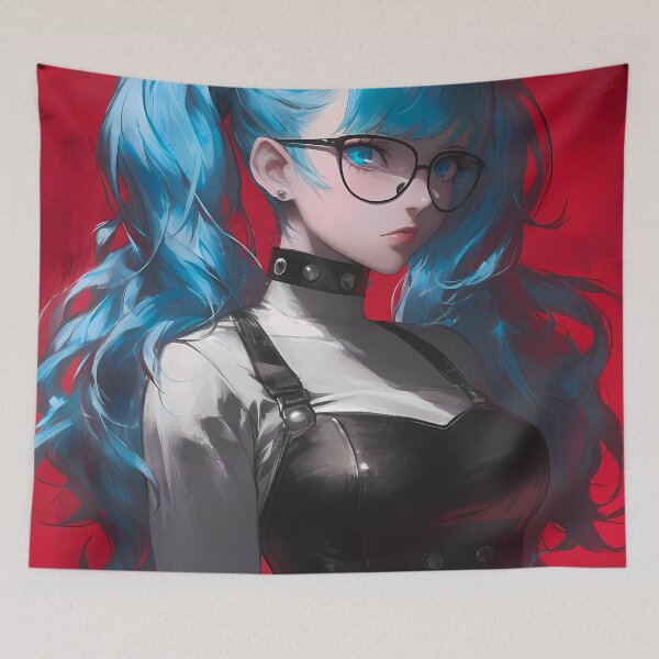 Item preview, Sae Niijima Persona 5 Blue Twin Ponytail Anime Girl Waifu Intense Crimson World designed and sold by Tokyonomad.