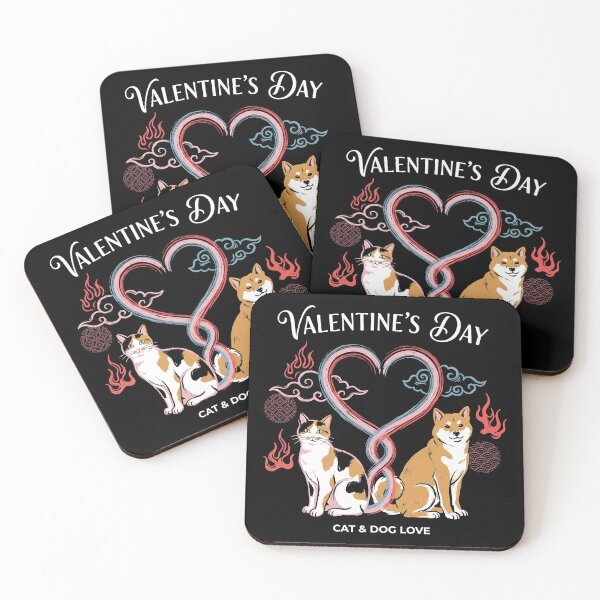 Item preview, Shiba Inu and Calico Cat Heart Tails Valentine Art designed and sold by zzz888.
