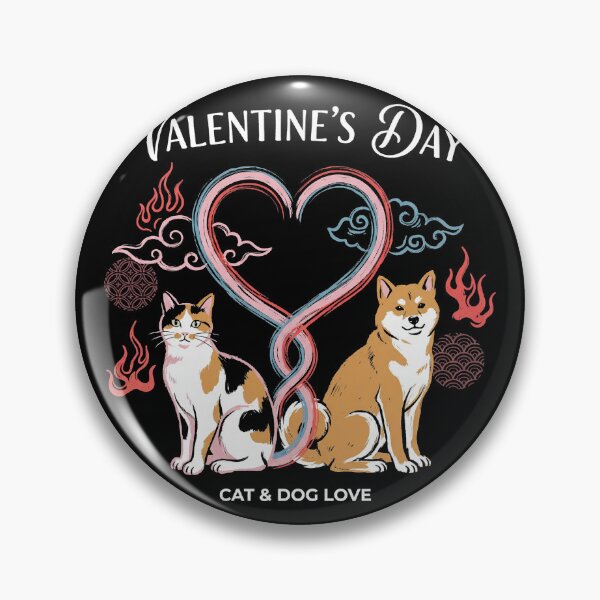 Item preview, Shiba Inu and Calico Cat Heart Tails Valentine Art designed and sold by zzz888.