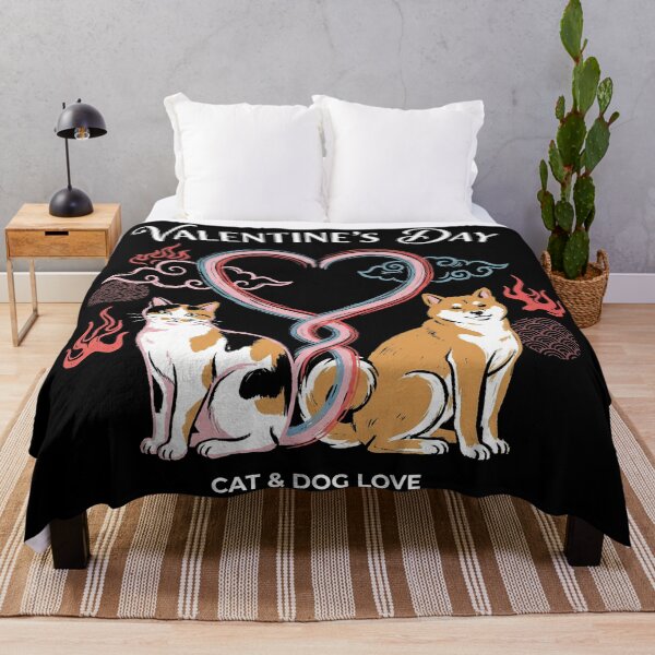 Item preview, Shiba Inu and Calico Cat Heart Tails Valentine Art designed and sold by zzz888.